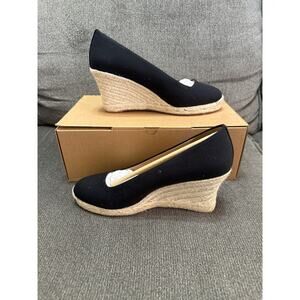 J Crew Canvas Espadrille Wedges Women Size 8 Black New With Box Heels